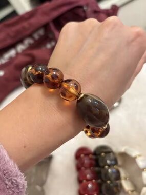 Amber Beaded Stretch Bracelet